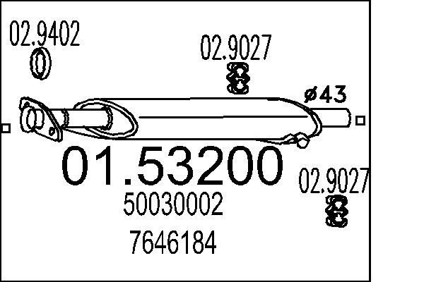 MTS Middle silencer Article number: 01.53200 cheaply