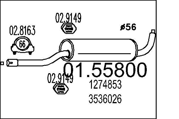 MTS Middle silencer Article number: 01.55800 cheaply