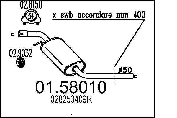 MTS Middle silencer Article number: 01.58010 cheaply