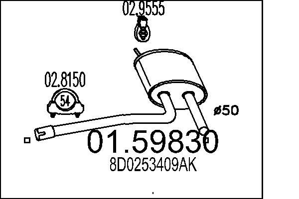 MTS Middle silencer Article number: 01.59830 cheaply