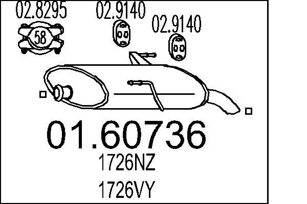 MTS Rear silencer Article number: 01.60736 cheaply