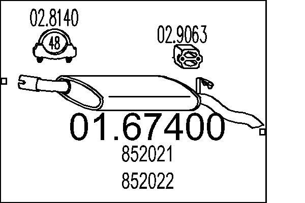 MTS Rear silencer Article number: 01.67400 cheaply