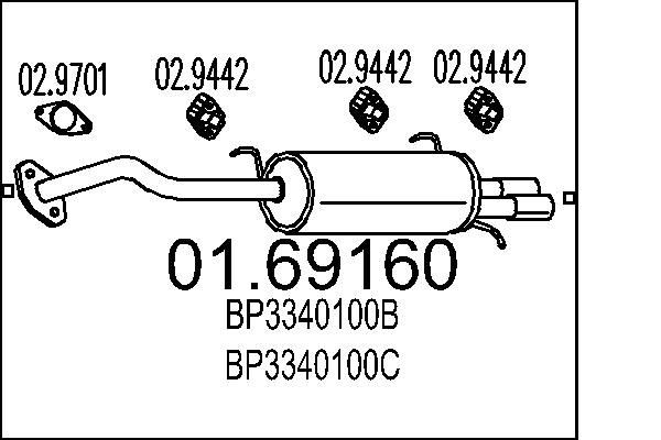 MTS Rear silencer Article number: 01.69160 cheaply