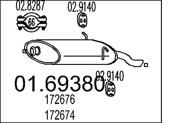 MTS Rear silencer Article number: 01.69380 cheaply