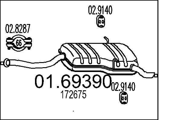 MTS Rear silencer Article number: 01.69390 cheaply