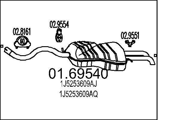MTS Rear silencer Article number: 01.69540 cheaply