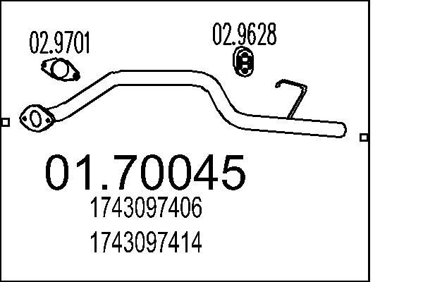 MTS Exhaust Pipe Article number: 01.70045 cheaply