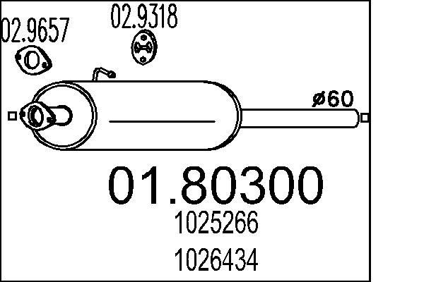 MTS Middle silencer Article number: 01.80300 cheaply