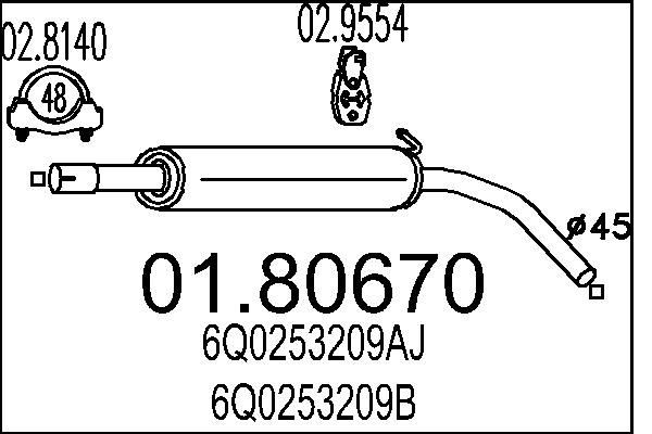MTS Middle silencer Article number: 01.80670 cheaply