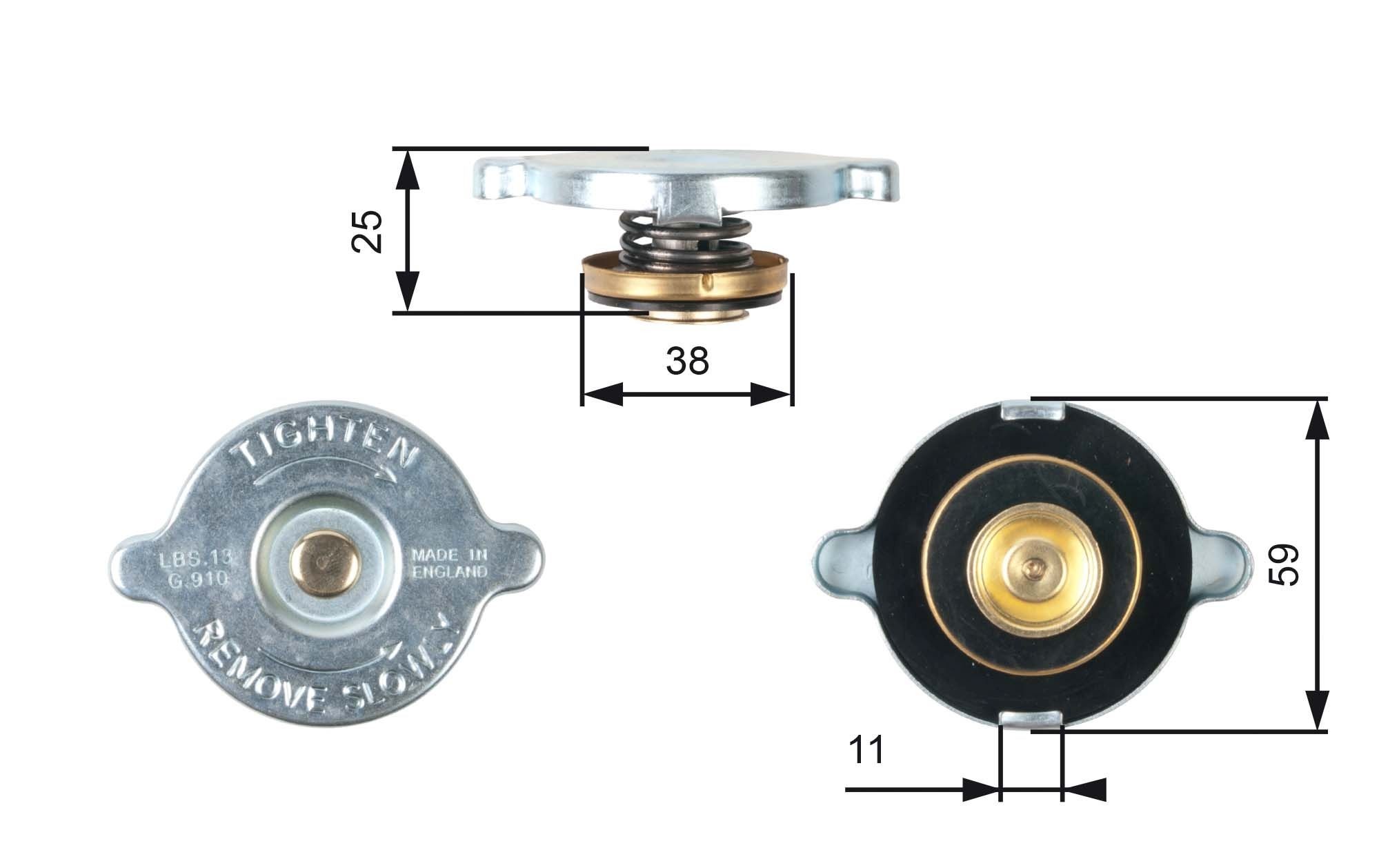 GATES Radiator cap Article number: RC122 cheaply