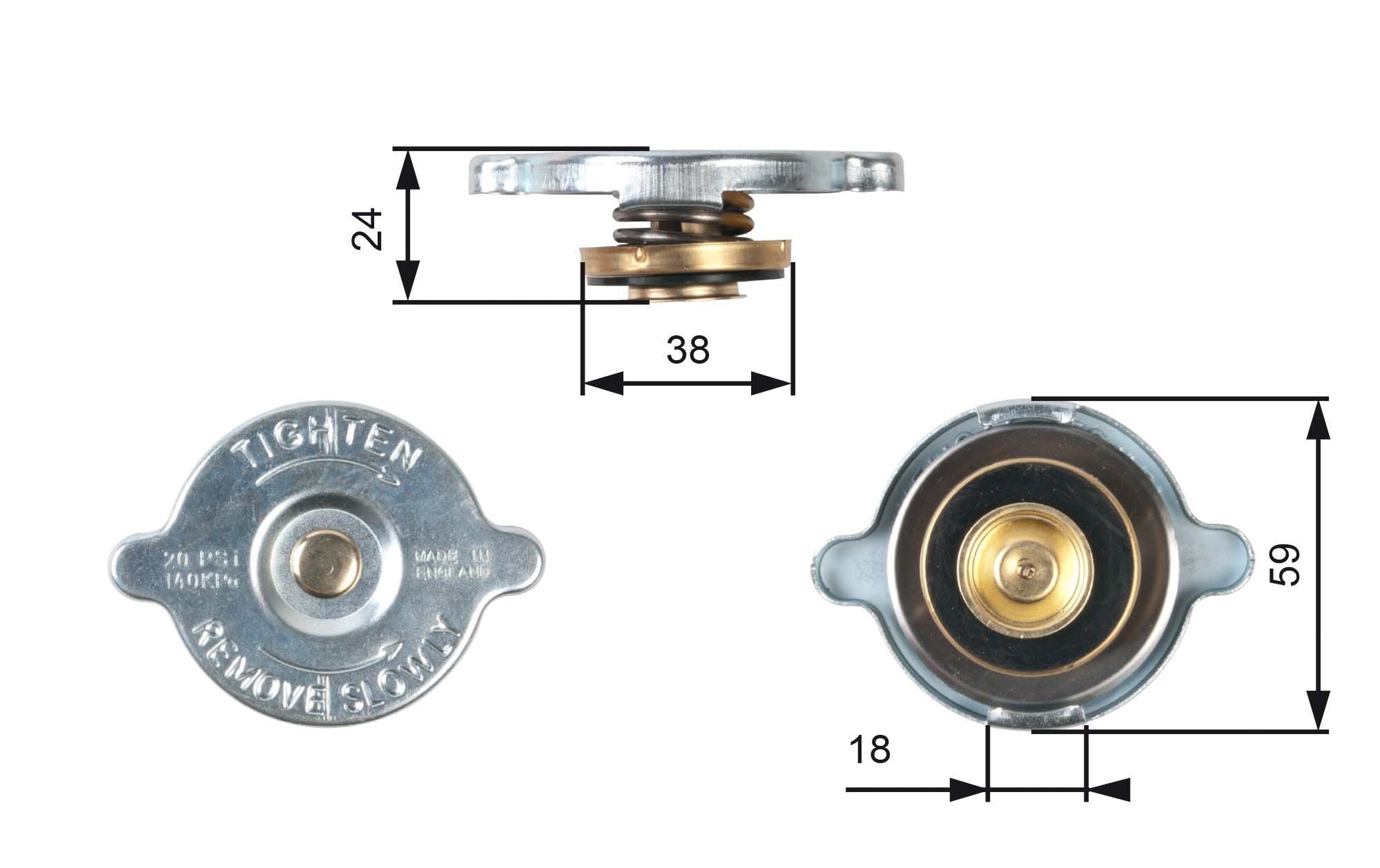 GATES Radiator cap Article number: RC125 cheaply