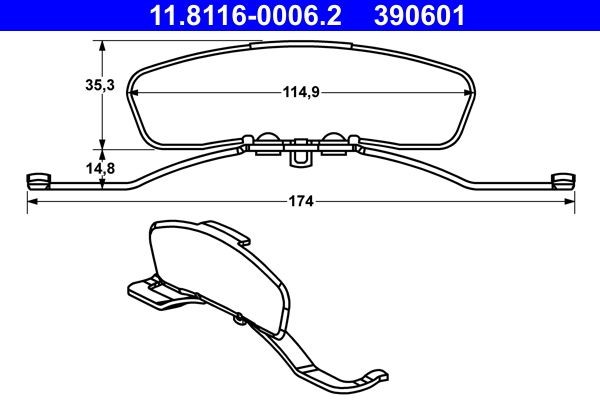ATE Spring, brake caliper Article number: 11.8116-0006.2 cheaply