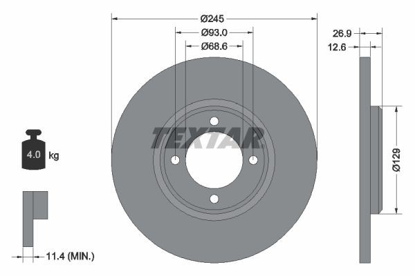 TEXTAR Brake disc Article number: 92008200 cheaply
