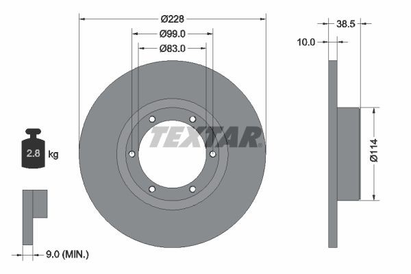 TEXTAR Bremseskive Varenummer: 92009200 billige