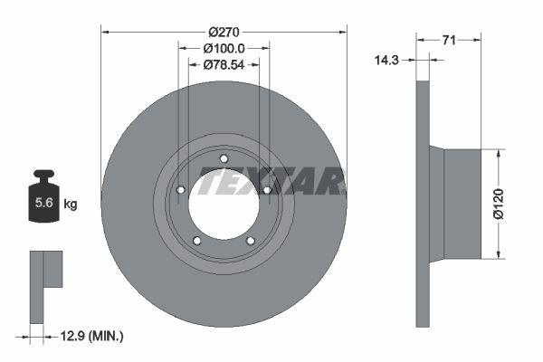 TEXTAR Brake disc Article number: 92014900 cheaply
