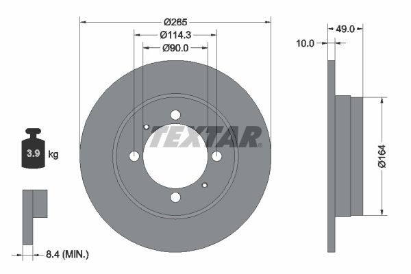 TEXTAR Brake disc Article number: 92062900 cheaply