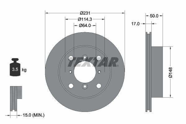 TEXTAR Brake disc Article number: 92069000 cheaply