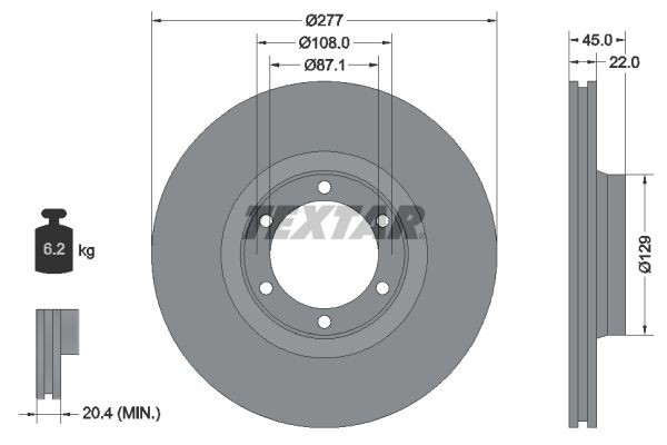 TEXTAR Brake disc Article number: 92074600 cheaply