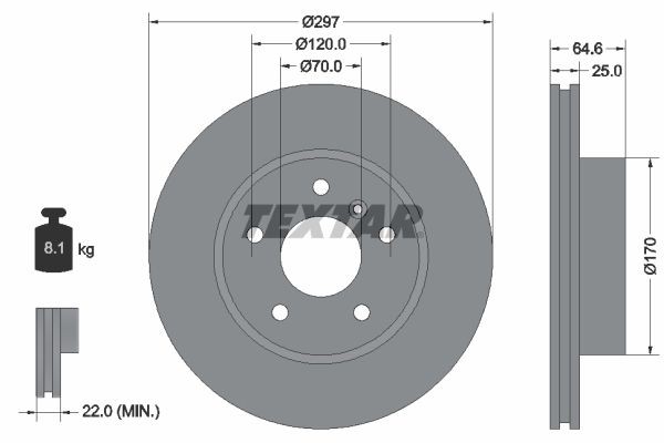 TEXTAR Brake disc Article number: 92093600 cheaply