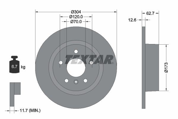 TEXTAR Brake disc Article number: 92095200 cheaply