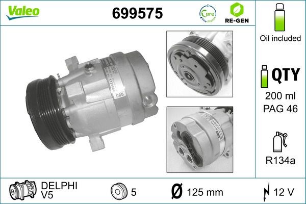VALEO Air conditioning compressor Article number: 699575 cheaply
