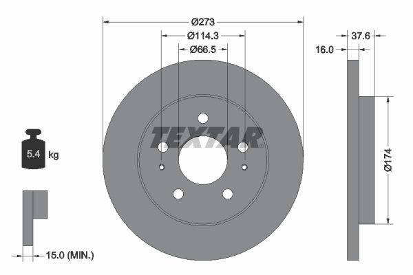 TEXTAR Brake disc Article number: 92138200 cheaply