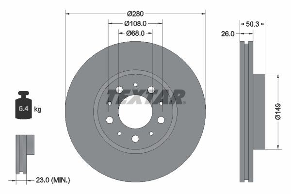 TEXTAR Brake disc Article number: 92066703 cheaply