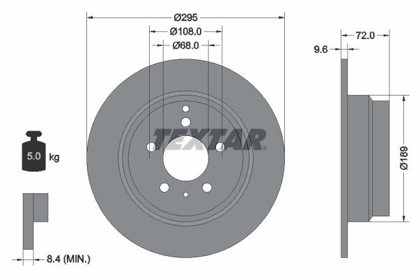 TEXTAR Brake disc Article number: 92066803 cheaply
