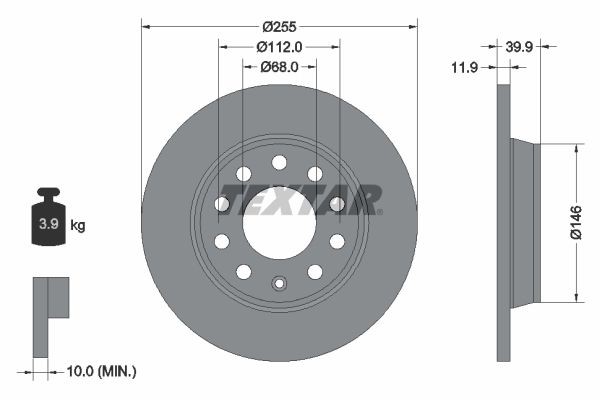 TEXTAR Brake disc Article number: 92106303 cheaply