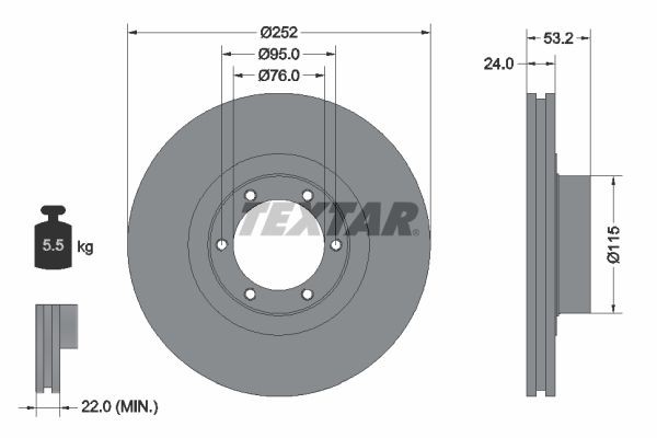 TEXTAR Brake disc Article number: 92017203 cheaply