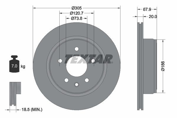 TEXTAR Brake disc Article number: 92139300 cheaply