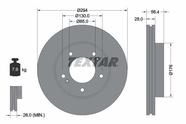 TEXTAR Brake disc Article number: 92203203 cheaply