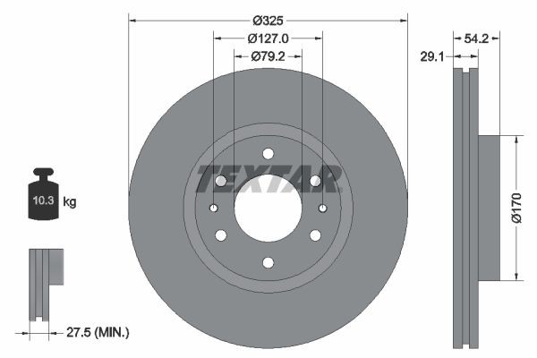 TEXTAR Brake disc Article number: 92226200 cheaply
