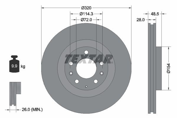 TEXTAR Brake disc Article number: 92203403 cheaply