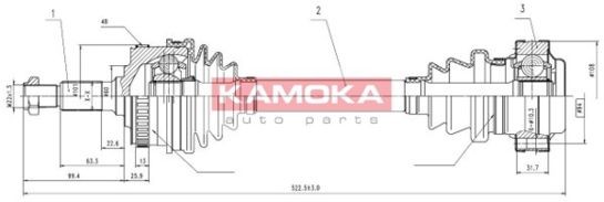 KAMOKA Drive shaft Article number: ME1138905A cheaply