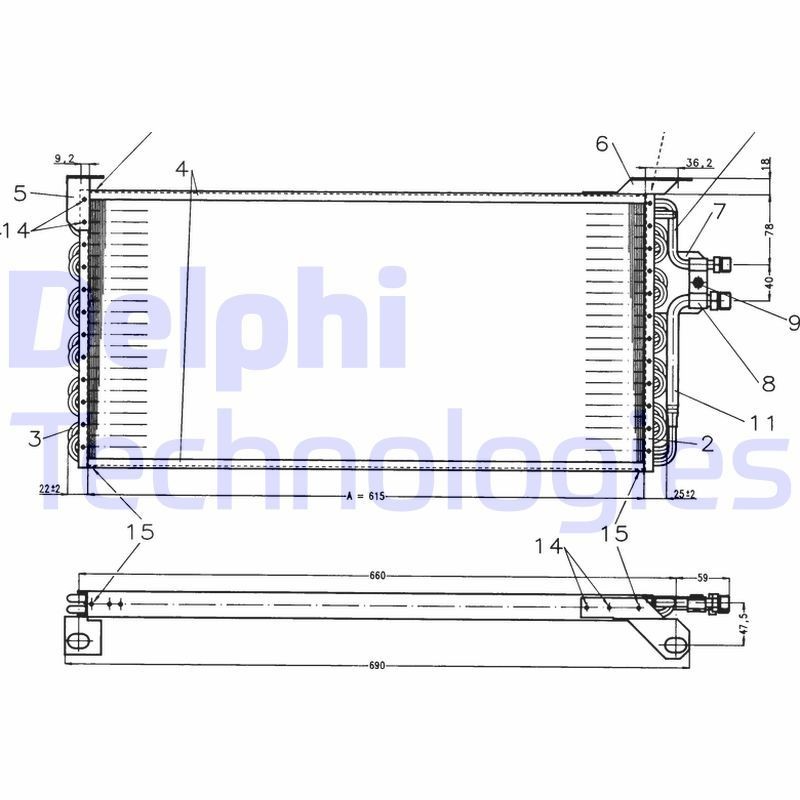 DELPHI Air conditioning condenser Article number: TSP0225179 cheaply