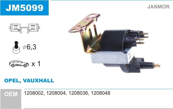 JANMOR Ignition coil Article number: JM5099 cheaply