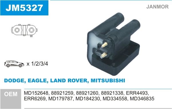 JANMOR Ignition coil Article number: JM5327 cheaply