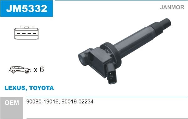 JANMOR Ignition coil Article number: JM5332 cheaply