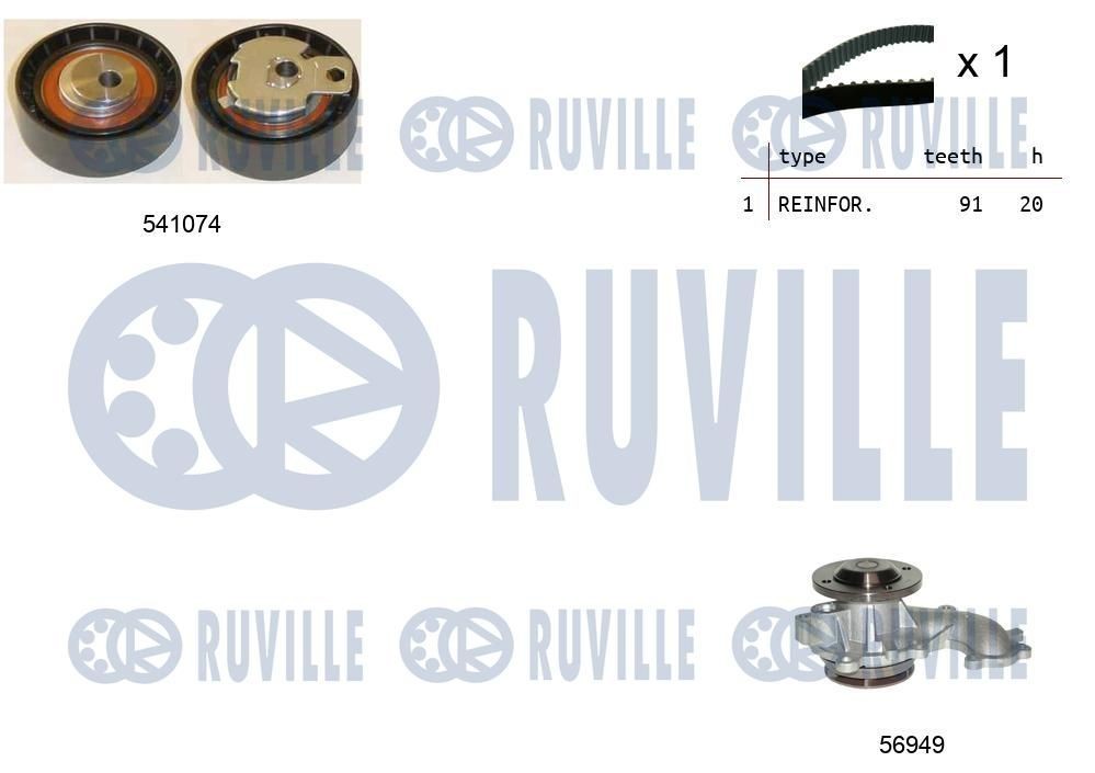 RUVILLE 5691350 Pulley Set, timing belt CRESSIDA 2.4 TD (LX71) 90 PS Diesel 1988