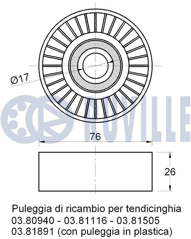 RUVILLE 5701351 Pulley Set, timing belt 929 2.0 (HCEP) 115 PS Petrol 1991