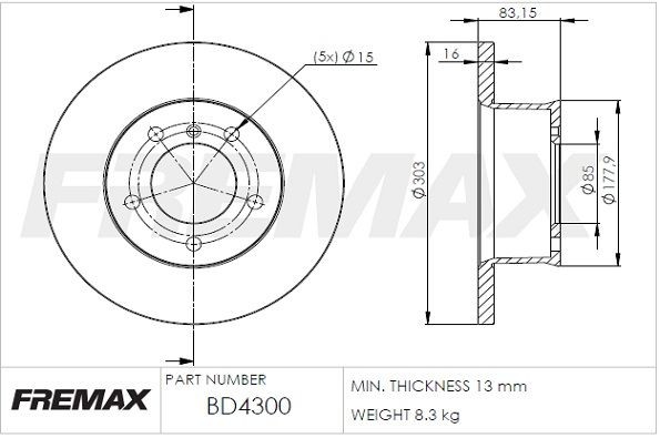 FREMAX Brake disc Article number: BD-4300 cheaply