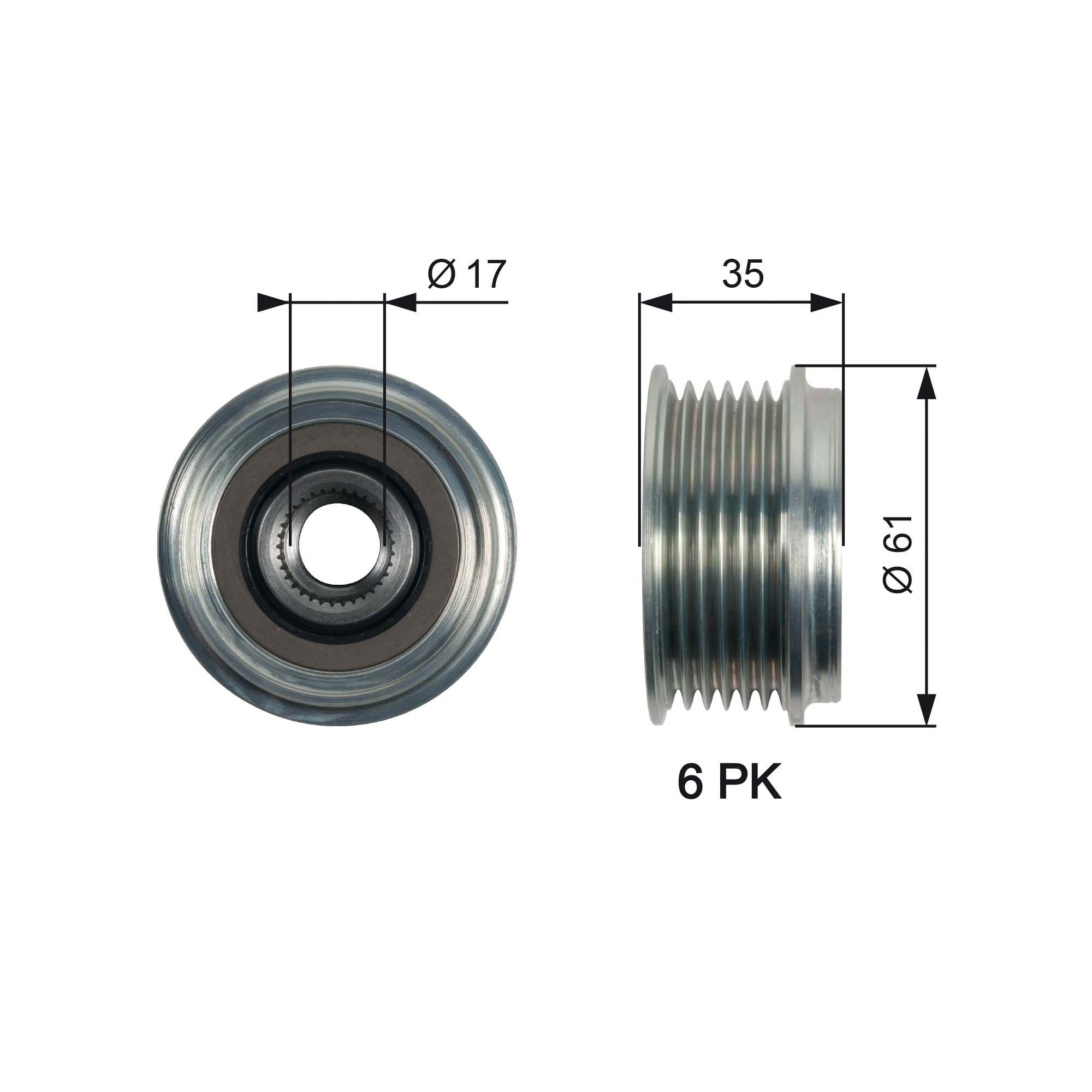 GATES Alternator Freewheel Clutch Article number: OAP7166 cheaply