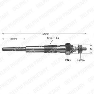 DELPHI Glow plug Article number: HDS233 cheaply