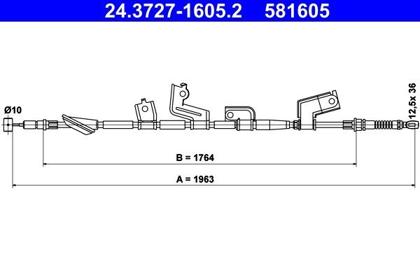ATE Hand brake cable Article number: 24.3727-1605.2 cheaply