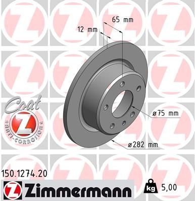 ZIMMERMANN Brake disc Article number: 150.1274.20 cheaply