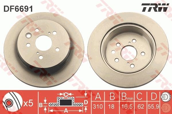 TRW Brake disc Article number: DF6691 cheaply