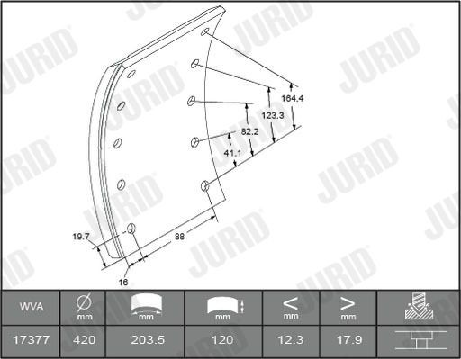 JURID Brake Lining Kit, drum brake Article number: 1737704040 cheaply