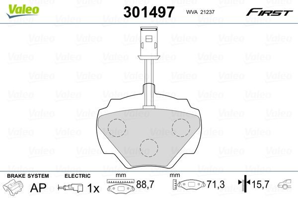 VALEO Brake pad set Article number: 301497 cheaply