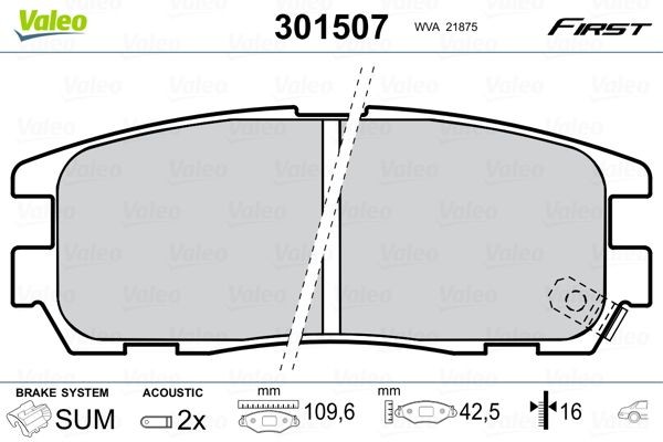 VALEO Brake pad set Article number: 301507 cheaply
